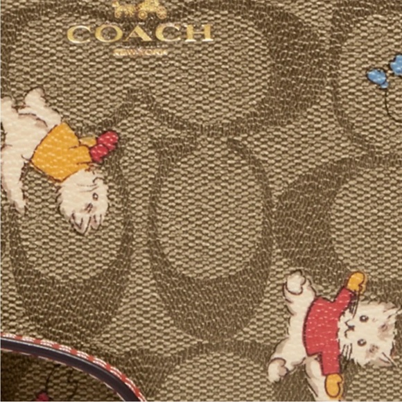 Coach Wristlet In Signature Canvas With Cat Mittens Print - Picture 3 of 4